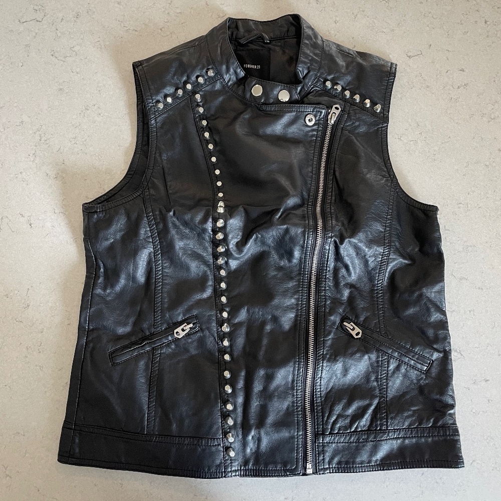 Vegan Leather Vest-Studs